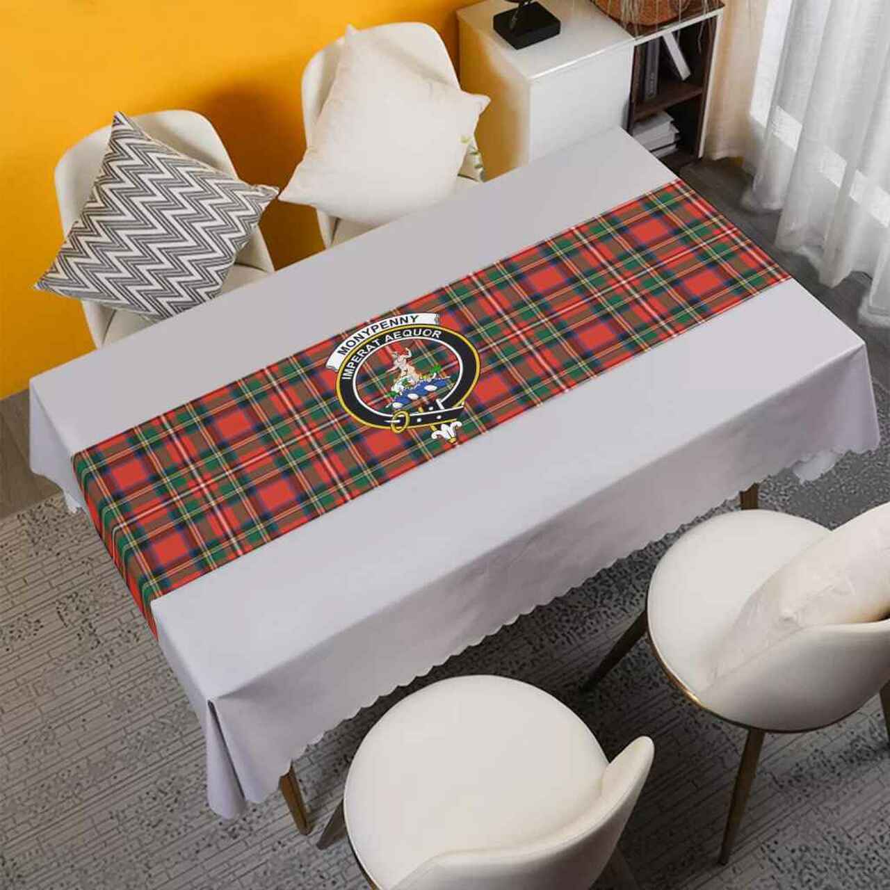 Clan Clan Monypenny Tartan Crest Table Runner Cotton VD76 Monypenny Tartan Tartan Table Runner   