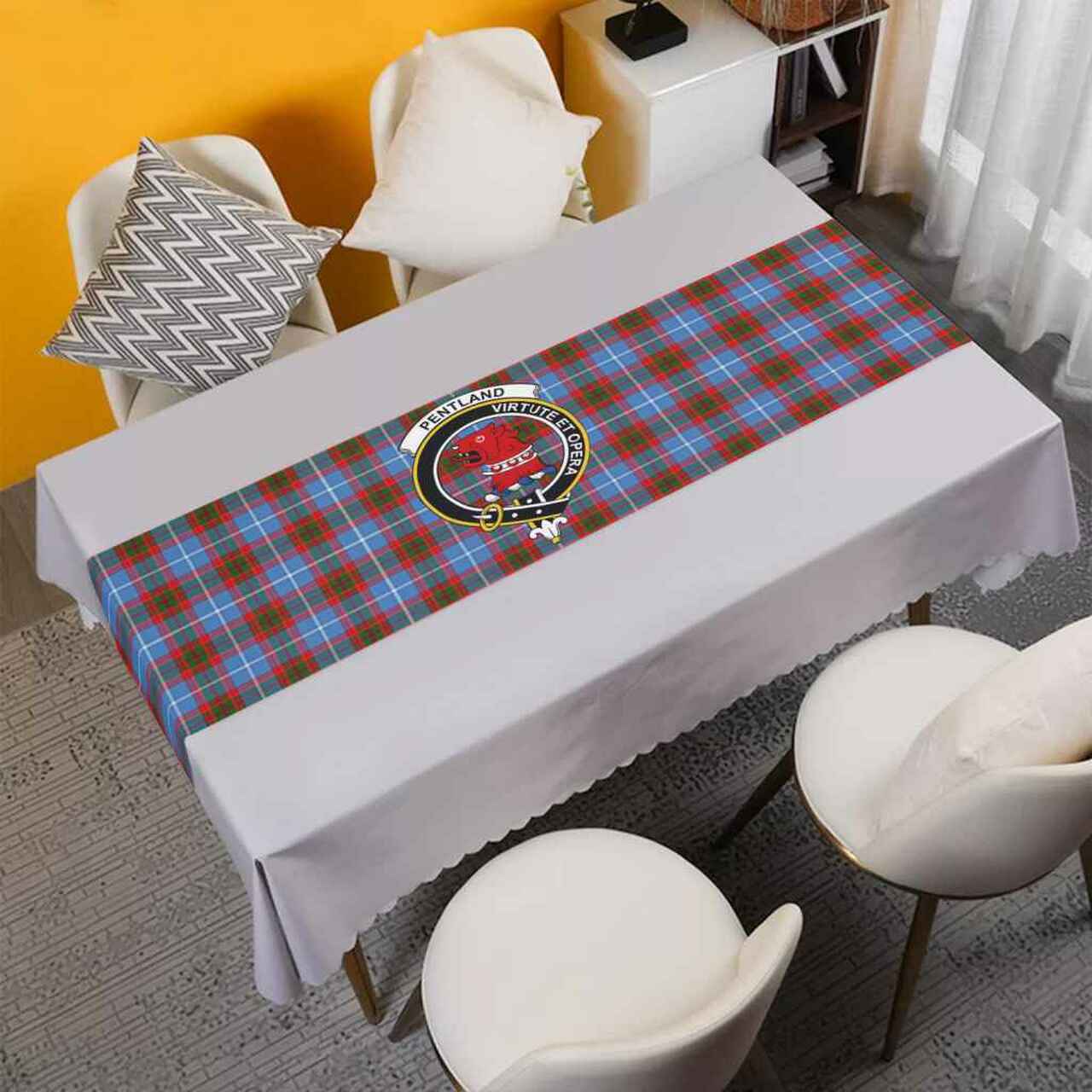 Clan Clan Pentland Tartan Crest Table Runner Cotton YH72 Pentland Tartan Tartan Table Runner   