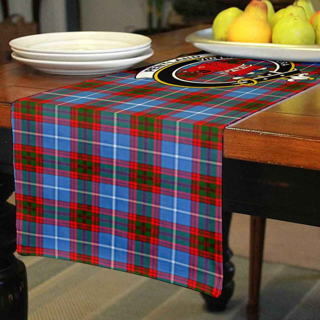 Clan Clan Pentland Tartan Crest Table Runner Cotton YH72 Pentland Tartan Tartan Table Runner   