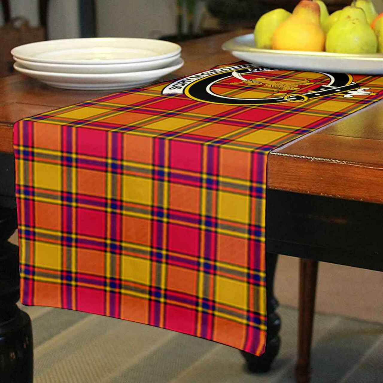 Clan Scrymgeour Tartan Crest Table Runner Cotton KH75 Scrymgeour Tartan Tartan Table Runner   