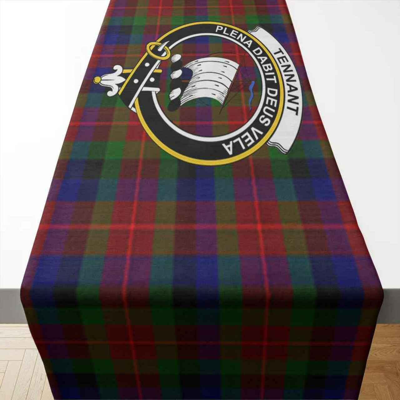 Clan Tennant Tartan Crest Table Runner Cotton YM66 Tennant Tartan Tartan Table Runner   