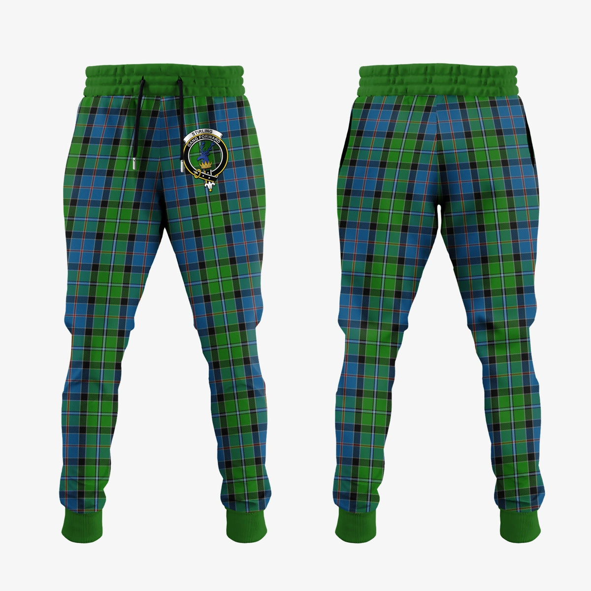 Clan Stirling Tartan Crest Jogger Sweatpants KY17 Clan Stirling Tartan Today   