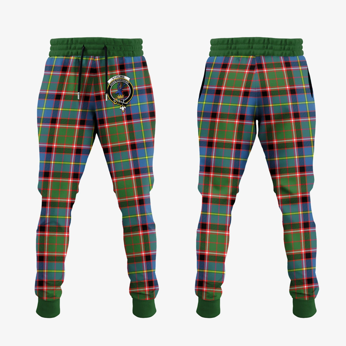 Clan Stirling Bannockburn Tartan Crest Jogger Sweatpants JM61 Clan Stirling Tartan Today   